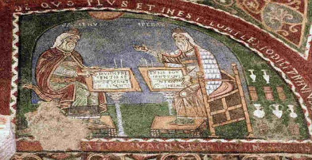 Γαληνός και Ιπποκράτης, ιταλική τοιχογραφία 